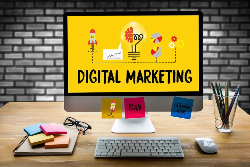 digital marketing noté sur l'écran