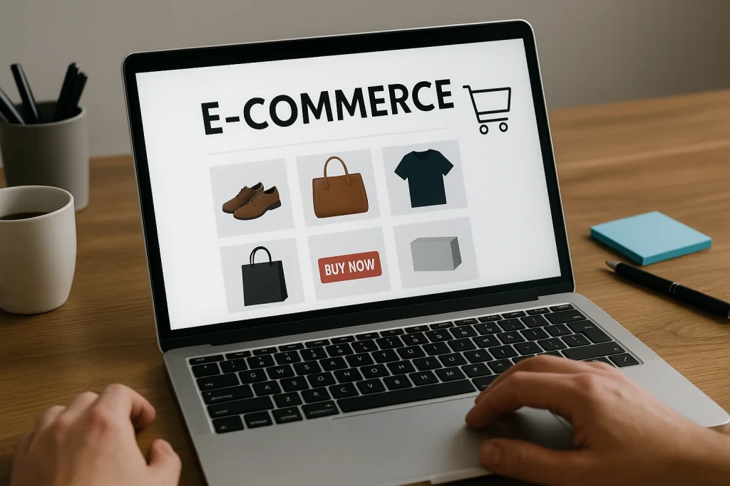 ecommerce marqué sur un pc portable