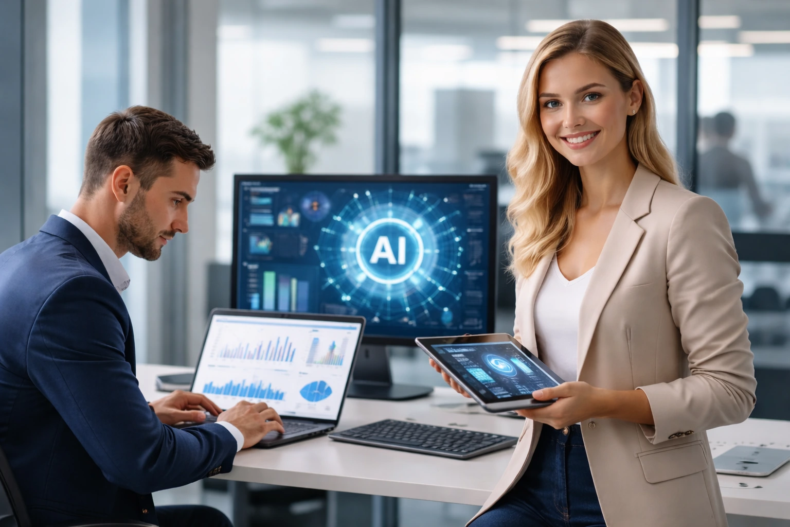 ai marqué sur un écran avec 2 professionnels